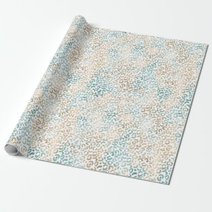 Papier Cadeau Empreinte de léopard Turquoise Gold