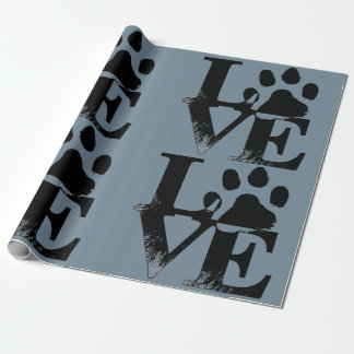 Papier Cadeau Empreinte de patte dans l'AMOUR