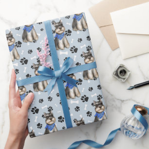 Papier Cadeau Empreinte de patte de chien Schnauzer Miniature Mo