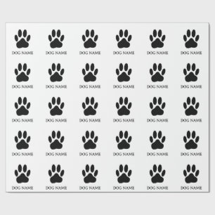 Papier Cadeau Empreinte de patte de chien Version noir et blanc