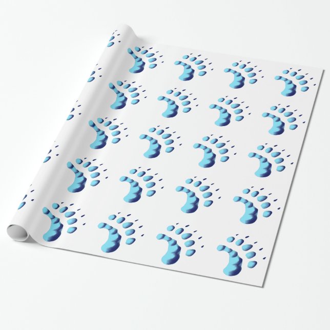 Papier Cadeau Empreinte de patte d'ours polaire (Déroulé)