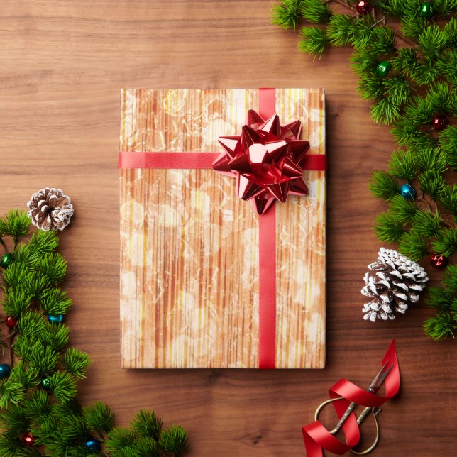 Papier Cadeau Empreinte en bois de bambou orange (Cadeau de vacances)