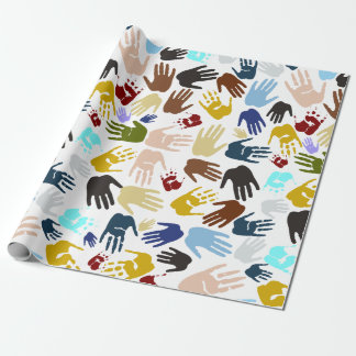 Papier Cadeau Empreintes à main colorées