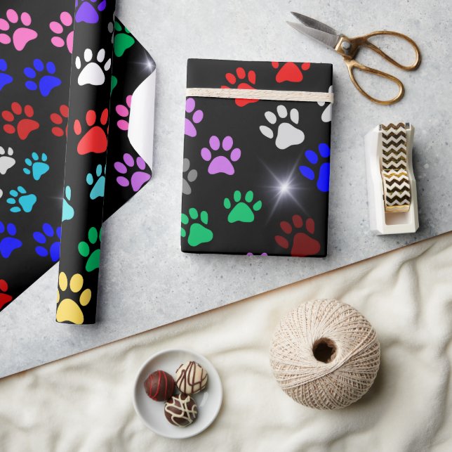 Papier Cadeau Empreintes de pattes (Artisanat)