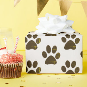 Papier Cadeau empreintes de pattes bruns