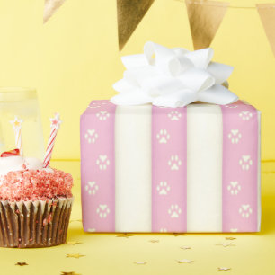 Papier Cadeau Empreintes de pattes de chien Pink & Antique White