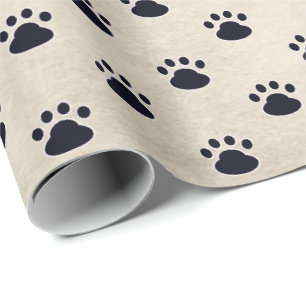Papier Cadeau Empreintes de pattes de chien sur Arrière - plan b