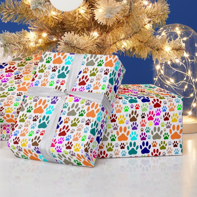 Papier Cadeau Empreintes de pattes de chiens partout (Vacances)