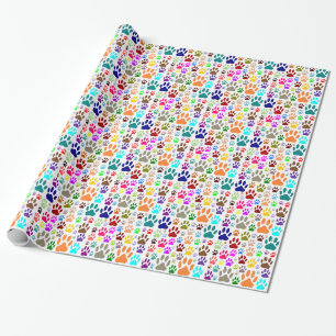 Papier Cadeau Empreintes de pattes de chiens partout