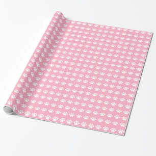 Papier Cadeau Empreintes de pattes sur Arrière - plan rose