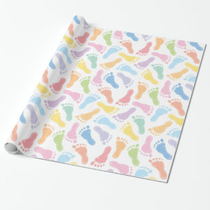Papier Cadeau Empreintes pour bébés Papier à envelopper