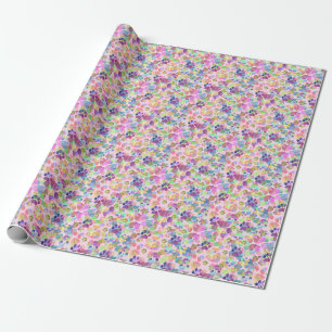 Papier Cadeau Empreintes sur papier d'enveloppement rose