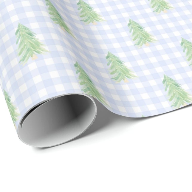 Papier Cadeau en vichy Arbres de Noël Papier d'enveloppement de  (Coin rond)