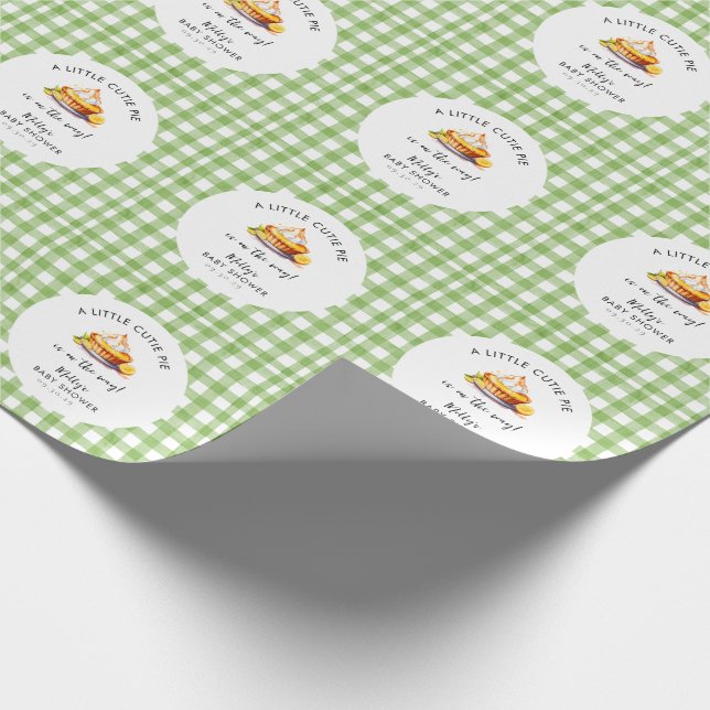 Papier Cadeau En vichy Baby shower Little Cutie Pie (Coin)