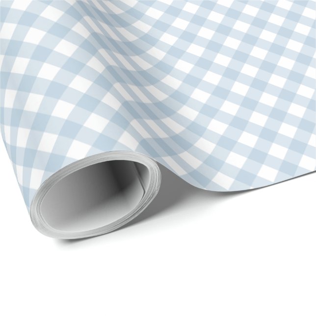 Papier Cadeau En vichy bleu vérifie simple mignon plaid (Coin rond)