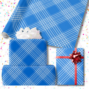Papier Cadeau en vichy papier d'enveloppement À damiers bleu et 