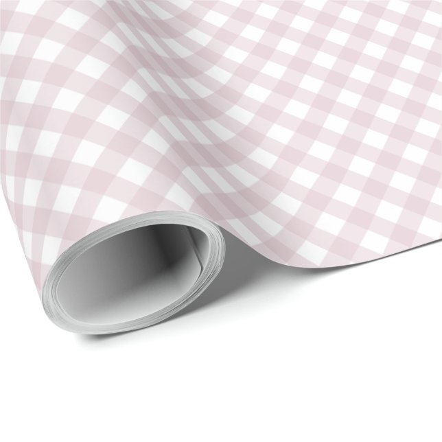 Papier Cadeau En vichy rose vérifie simple mignon plaid (Coin rond)