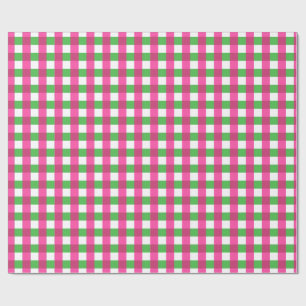 Papier Cadeau en vichy vérifier Motif rose chaud et vert