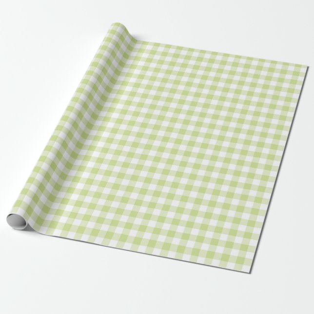 PAPIER CADEAU EN VICHY VERT ET BLANC PLACÉ (Déroulé)