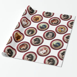 PAPIER CADEAU ENAMÉRIQUES VICTORIENNES /PORTRAITS DE CHIEN MINIA