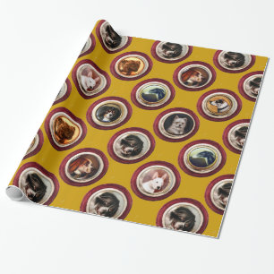 PAPIER CADEAU ENAMÉRIQUES VICTORIENNES /PORTRAITS DE CHIEN MINIA