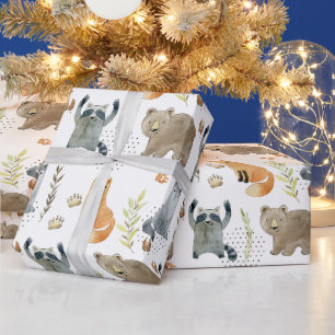 Papier Cadeau Enchanted Forest Animaux Baby shower Cadeau