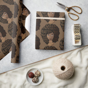 Papier Cadeau Encourager les femmes noires, Brown
