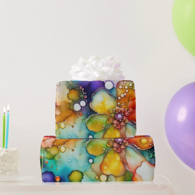 Papier Cadeau Encre Abstraite Florale (Cadeaux de fête)