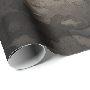Papier Cadeau encre crémeuse ene ivoire noire abstraite peignan