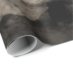 Papier Cadeau Encre crémeuse ene ivoire noire abstraite peignan