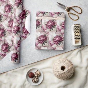 Papier Cadeau Encre D'Alcool Rose Peony