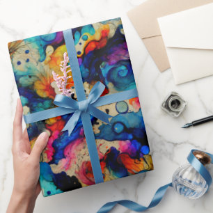 Papier Cadeau Encre liquide colorée Motif d'abstraction