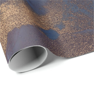 Papier Cadeau Encre Liquide Peinture Bleu Bronze Cuivre Purple O