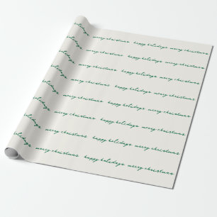 Papier Cadeau encre manuscrite verte crème de pomme vacances sur