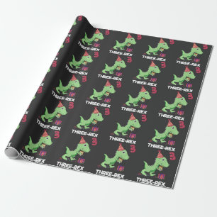 Papier Cadeau Enfant de 3 ans Anniversaire Dinosaur Enfants de 3