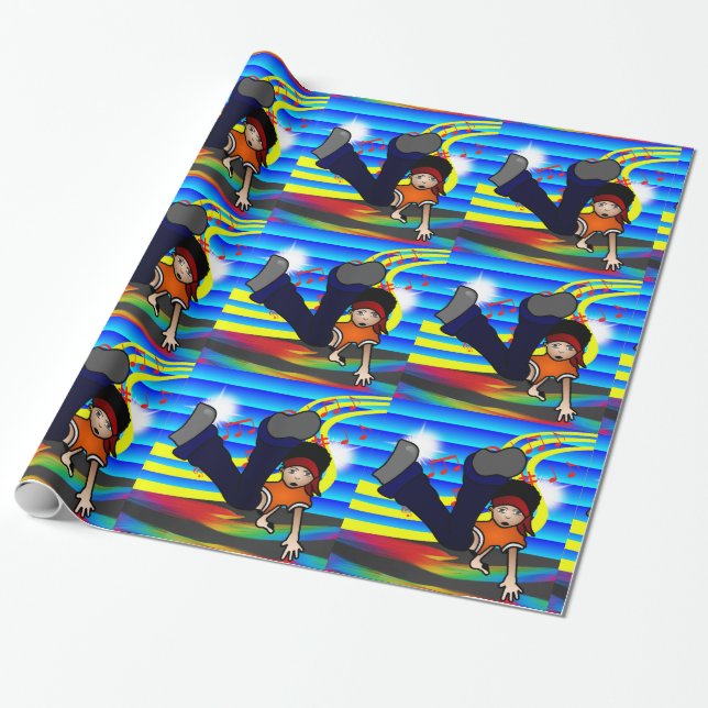 Papier Cadeau Enfant de break dance de hip hop (Déroulé)