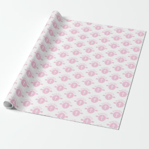 Papier Cadeau Enfant de Dieu baptisée personnalisable, rose