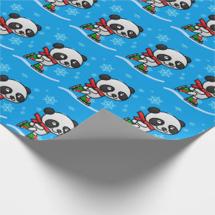 Papier Cadeau Enfant mignon de Noël de neige de patinage de
