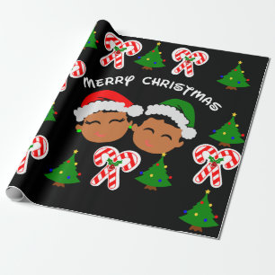 Papier Cadeau Enfants afro-américains Black Boy and Girl twins