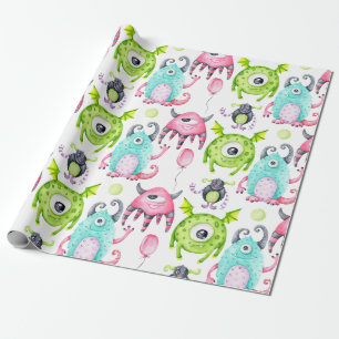 Papier Cadeau Enfants Cute Monster Anniversaire