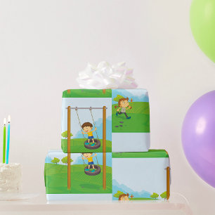 Papier Cadeau Enfants Dans Le Parc