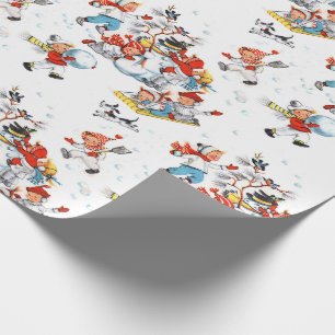Papier Cadeau Enfants de Noël à la neige