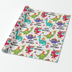 Papier Cadeau Enfants Dino fête l'anniversaire