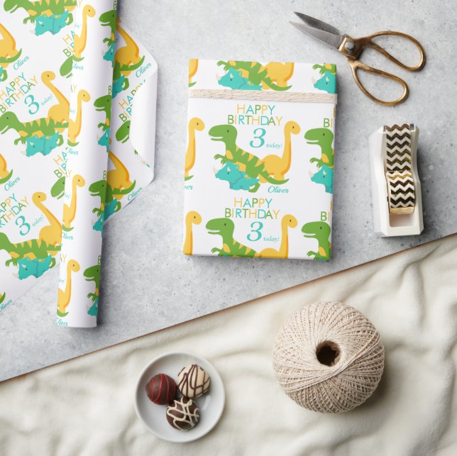 Papier Cadeau Enfants Dinosaur 3e anniversaire (Artisanat)