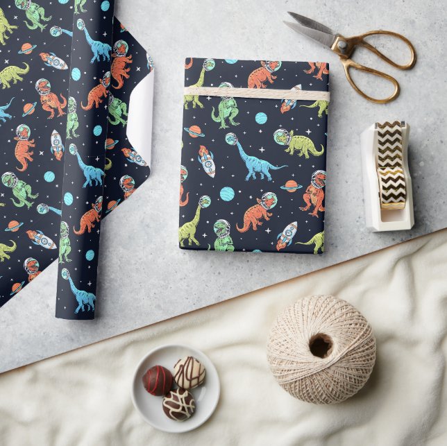 Papier Cadeau Enfants Dinosaur Astronaut Motif (Artisanat)