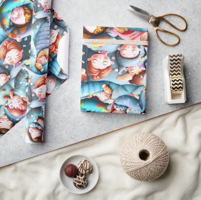 Papier Cadeau Enfants dormant couchage sommeil sommeil sommeil p (Artisanat)