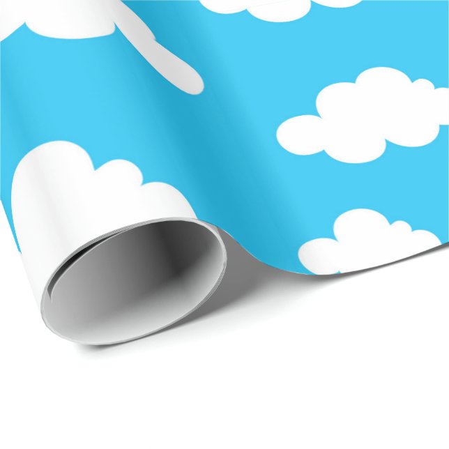 Papier Cadeau Enfants et nuages (Coin rond)