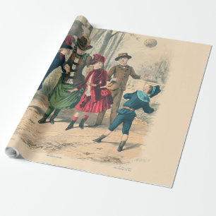 Papier Cadeau Enfants Famille Antique Victorienne Enfant