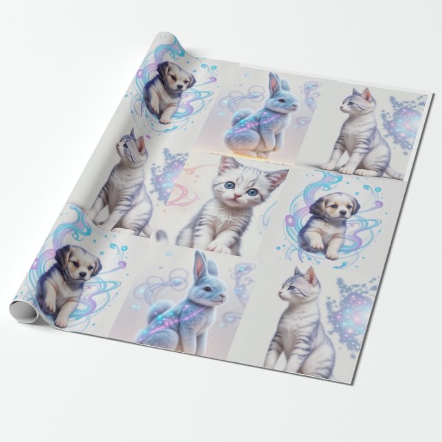 Papier Cadeau Enfants Galaxy Collection chiot, chaton, chat, lap (Déroulé)
