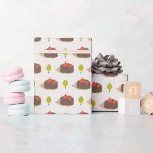 Papier Cadeau Enfants Joli Hérisson transportant des pommes sour